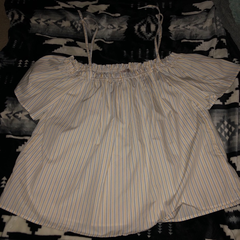 Striped off the shoulder short sleeve
